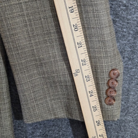 Ralph Lauren Blue Label Wool Silk Beige Check Plaid Pattern Blazer Coat Sz 52 R - Picture 11 of 12